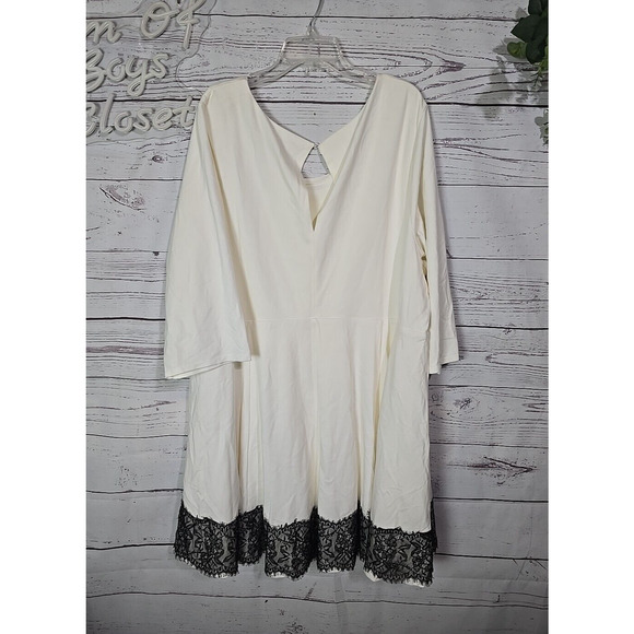 NWT Torrid Ivory Black Lace 3/4 Sleeve Rockabilly Skater Dress Womans Size 5x - Picture 3 of 6